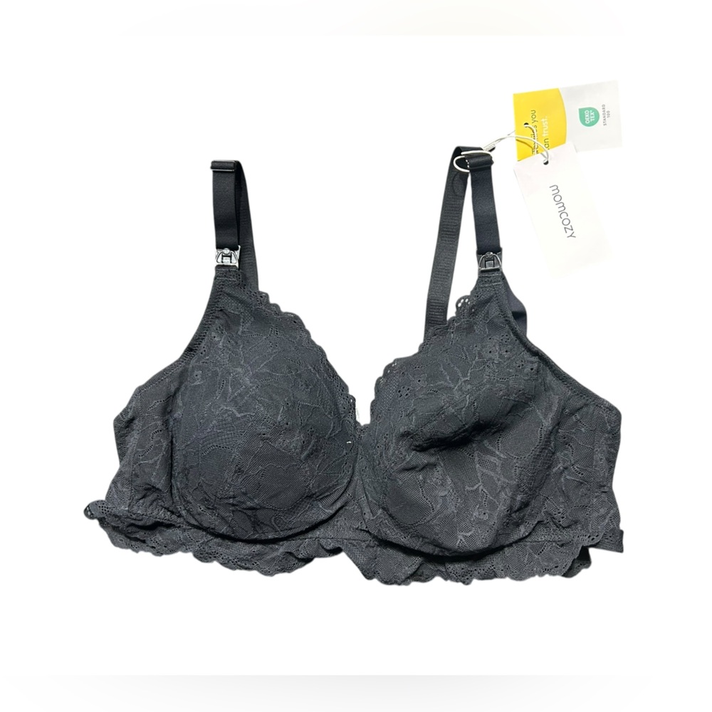 MOMCOZY black lace lined Wirefree nursing bra 2XL NWT